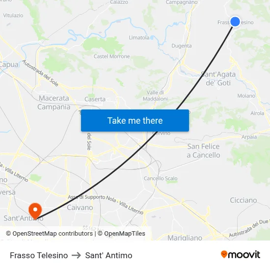 Frasso Telesino to Sant' Antimo map