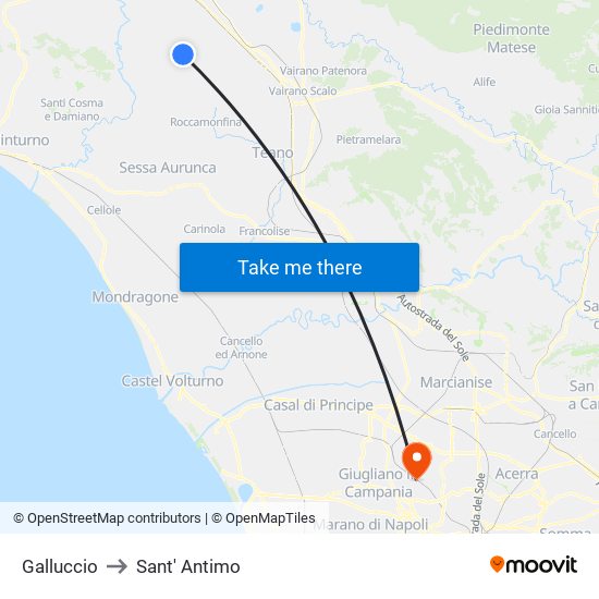 Galluccio to Sant' Antimo map