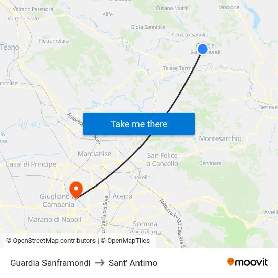 Guardia Sanframondi to Sant' Antimo map