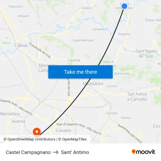 Castel Campagnano to Sant' Antimo map