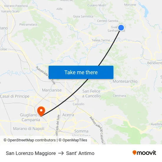 San Lorenzo Maggiore to Sant' Antimo map