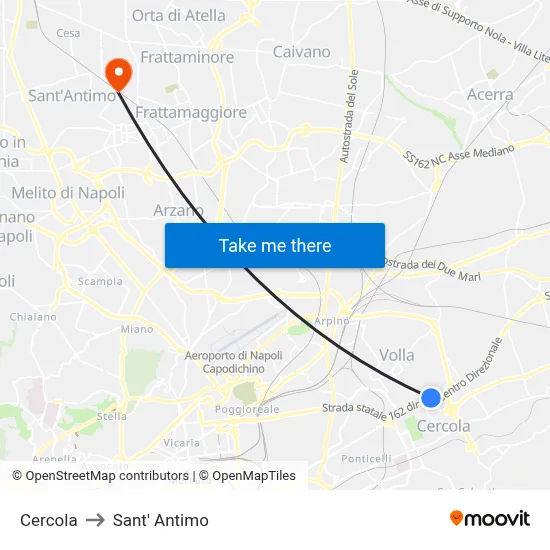 Cercola to Sant' Antimo map