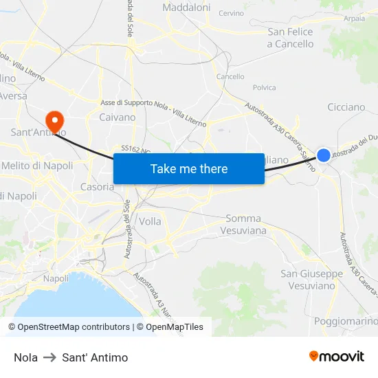 Nola to Sant' Antimo map