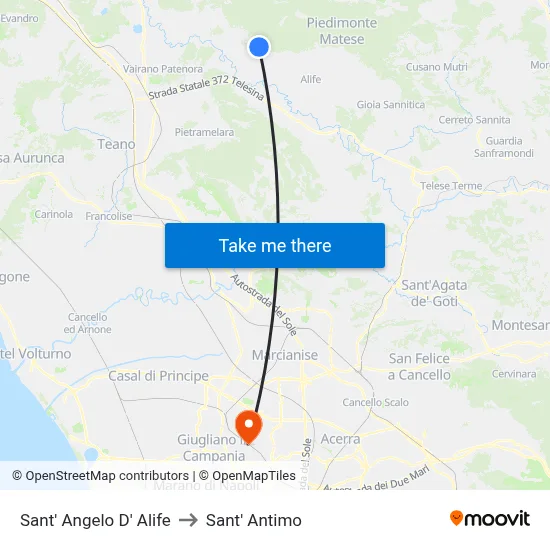 Sant' Angelo D' Alife to Sant' Antimo map