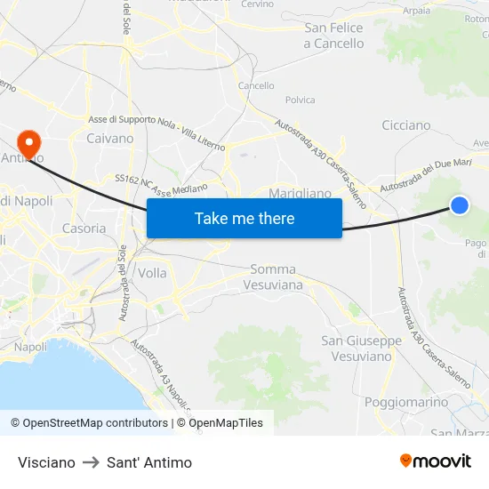 Visciano to Sant' Antimo map