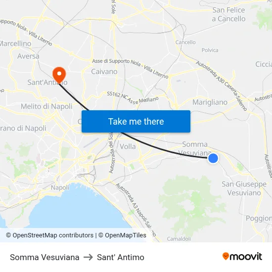 Somma Vesuviana to Sant' Antimo map