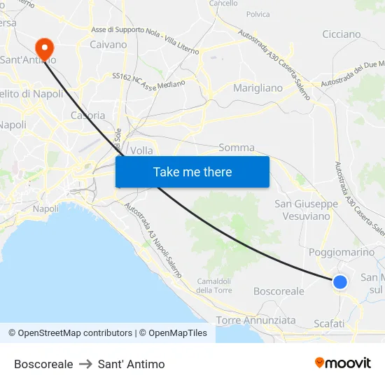 Boscoreale to Sant' Antimo map