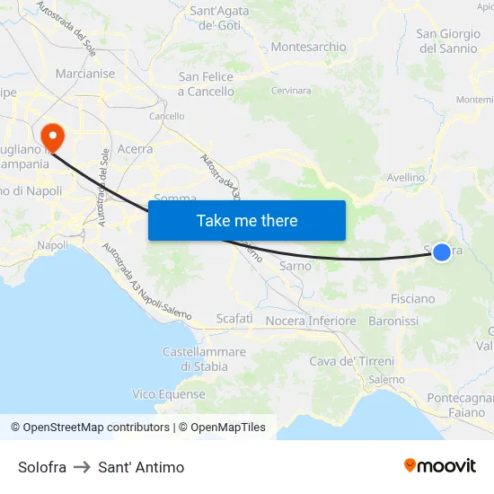 Solofra to Sant' Antimo map