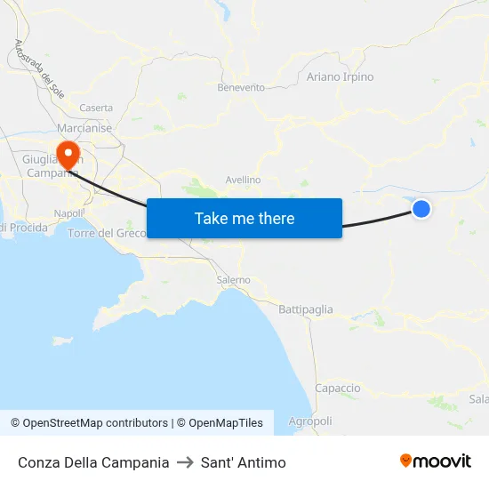 Conza Della Campania to Sant' Antimo map