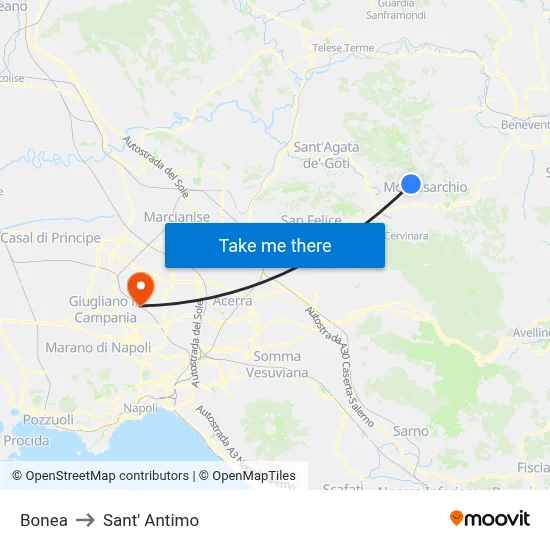 Bonea to Sant' Antimo map