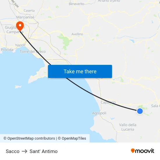 Sacco to Sant' Antimo map