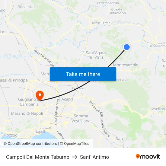 Campoli Del Monte Taburno to Sant' Antimo map