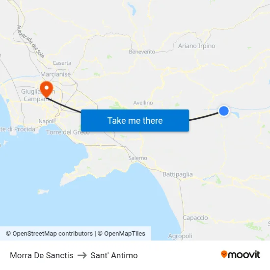 Morra De Sanctis to Sant' Antimo map