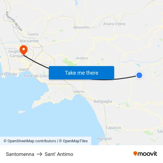 Santomenna to Sant' Antimo map