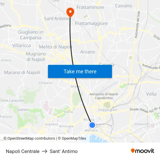 Napoli Centrale to Sant' Antimo map