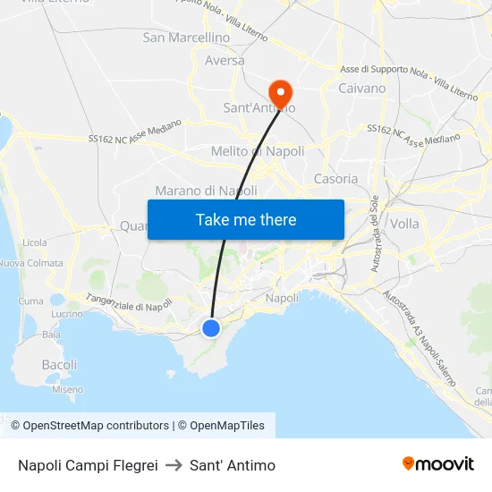Napoli Campi Flegrei to Sant' Antimo map