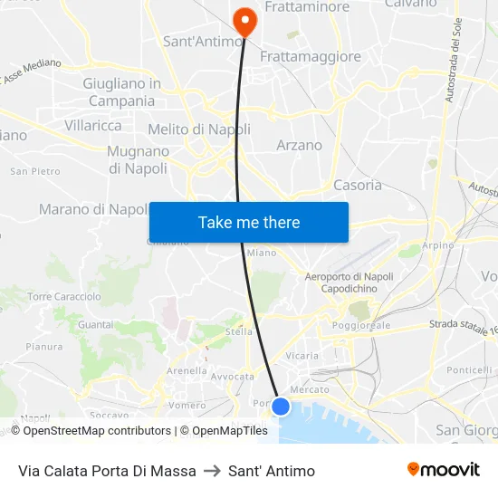 Via Calata Porta Di Massa to Sant' Antimo map