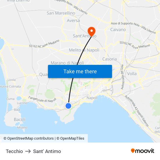Tecchio to Sant' Antimo map