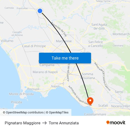 Pignataro Maggiore to Torre Annunziata map