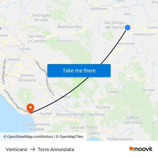 Venticano to Torre Annunziata map