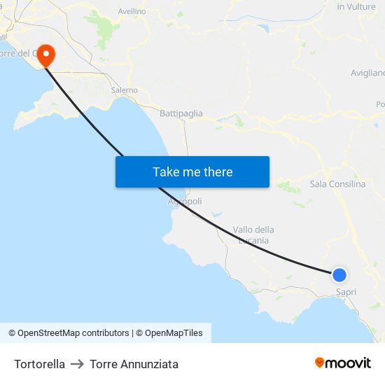 Tortorella to Torre Annunziata map