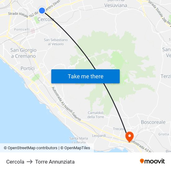 Cercola to Torre Annunziata map
