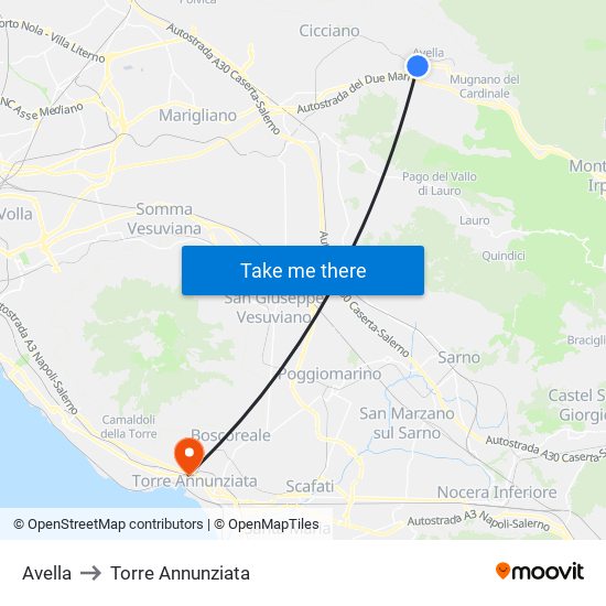 Avella to Torre Annunziata map