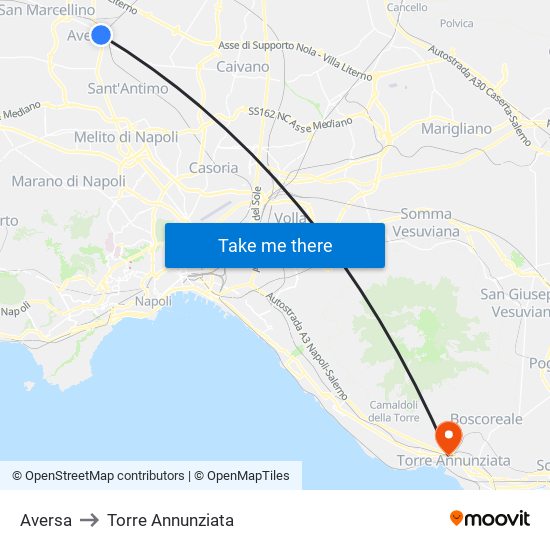 Aversa to Torre Annunziata map