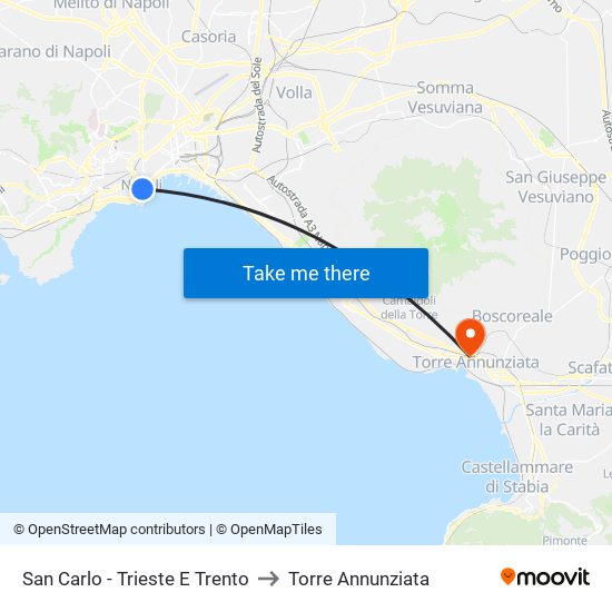San Carlo - Trieste E Trento to Torre Annunziata map
