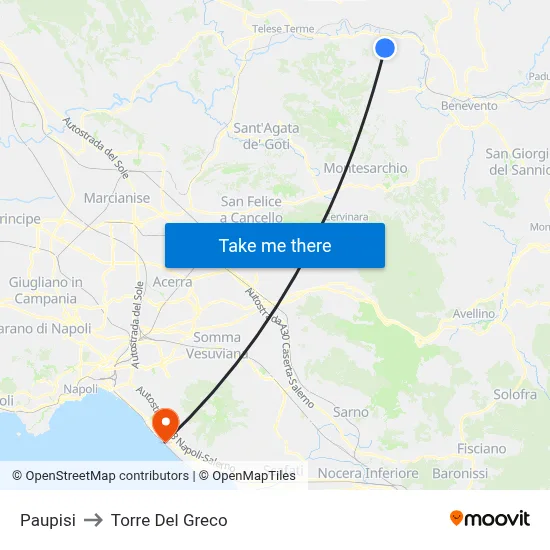 Paupisi to Torre Del Greco map