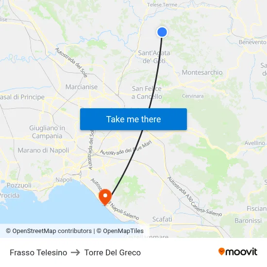 Frasso Telesino to Torre Del Greco map
