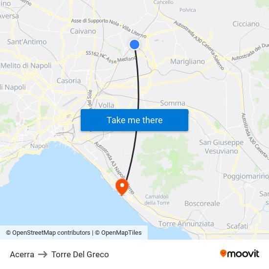 Acerra to Torre Del Greco map