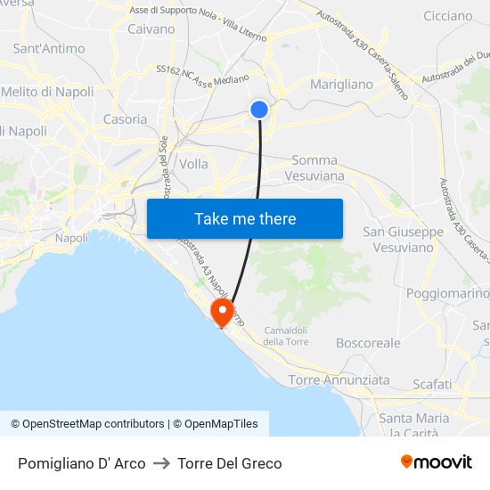 Pomigliano D' Arco to Torre Del Greco map