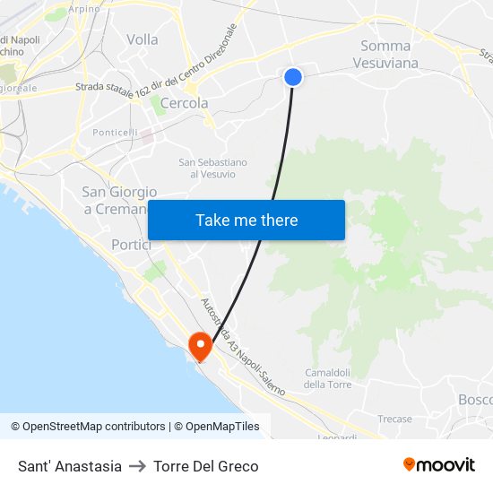 Sant' Anastasia to Torre Del Greco map