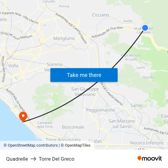 Quadrelle to Torre Del Greco map