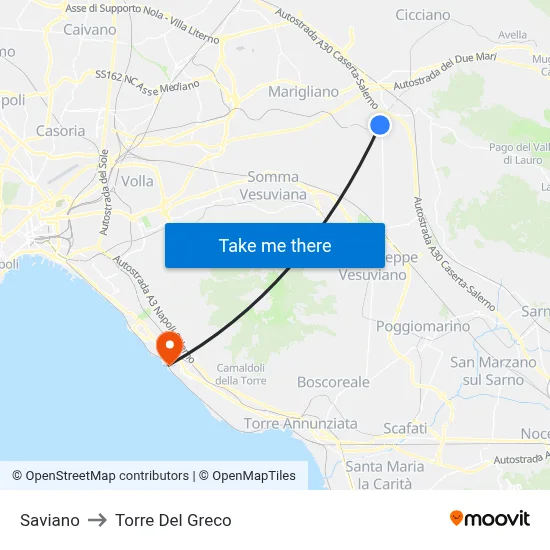 Saviano to Torre Del Greco map