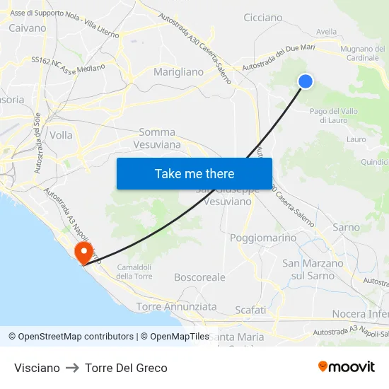Visciano to Torre Del Greco map