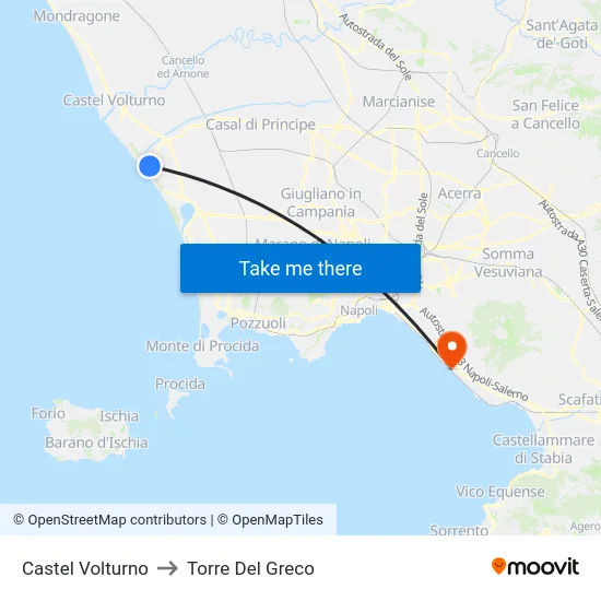 Castel Volturno to Torre Del Greco map