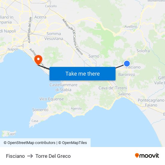 Fisciano to Torre Del Greco map