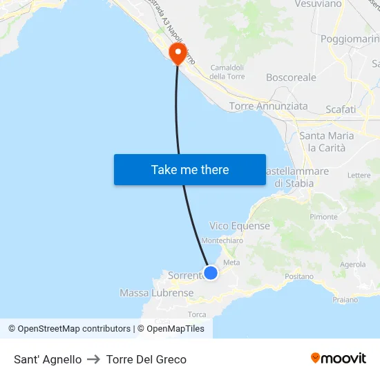 Sant' Agnello to Torre Del Greco map