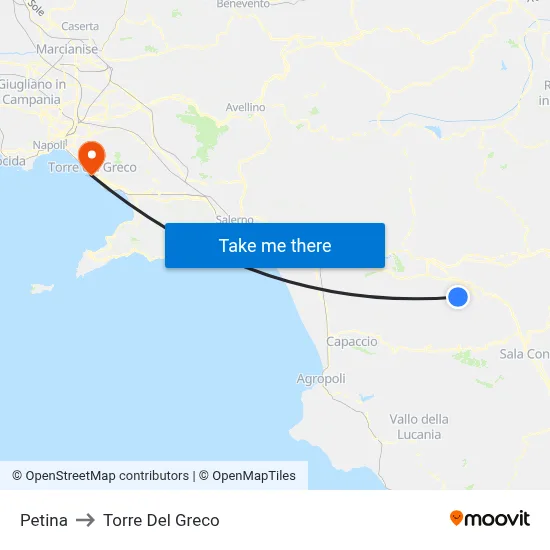 Petina to Torre Del Greco map