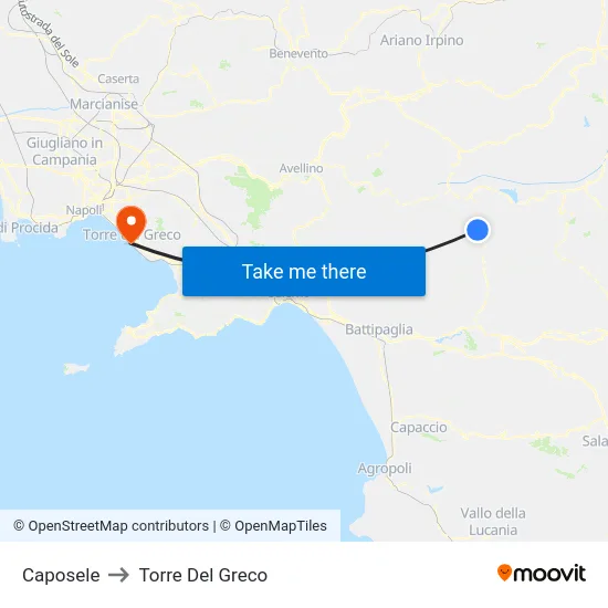 Caposele to Torre Del Greco map
