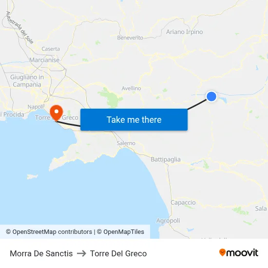 Morra De Sanctis to Torre Del Greco map