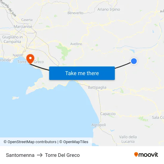 Santomenna to Torre Del Greco map