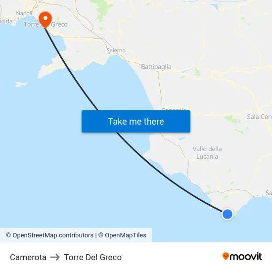Camerota to Torre Del Greco map