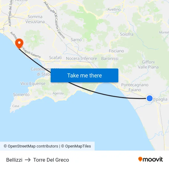 Bellizzi to Torre Del Greco map