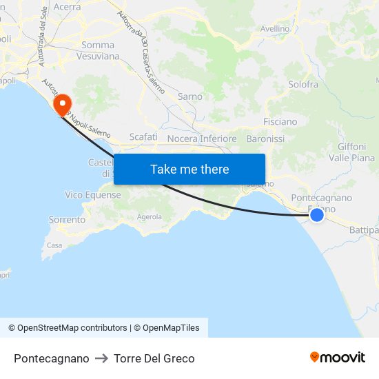 Pontecagnano to Torre Del Greco map