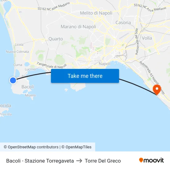 Bacoli - Stazione Torregaveta to Torre Del Greco map