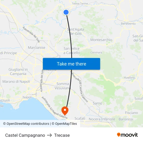 Castel Campagnano to Trecase map