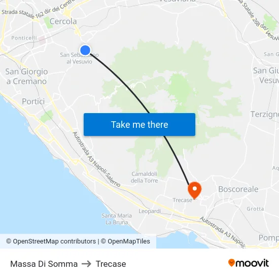 Massa Di Somma to Trecase map